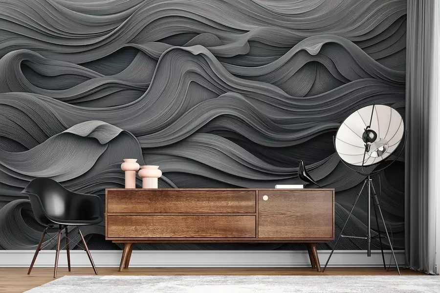 wall murals Тамно сиви таласи w02311v1