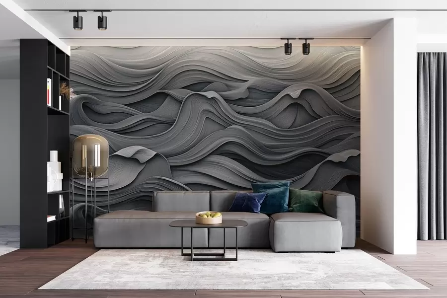wall murals Тамно сиви таласи w02311v1