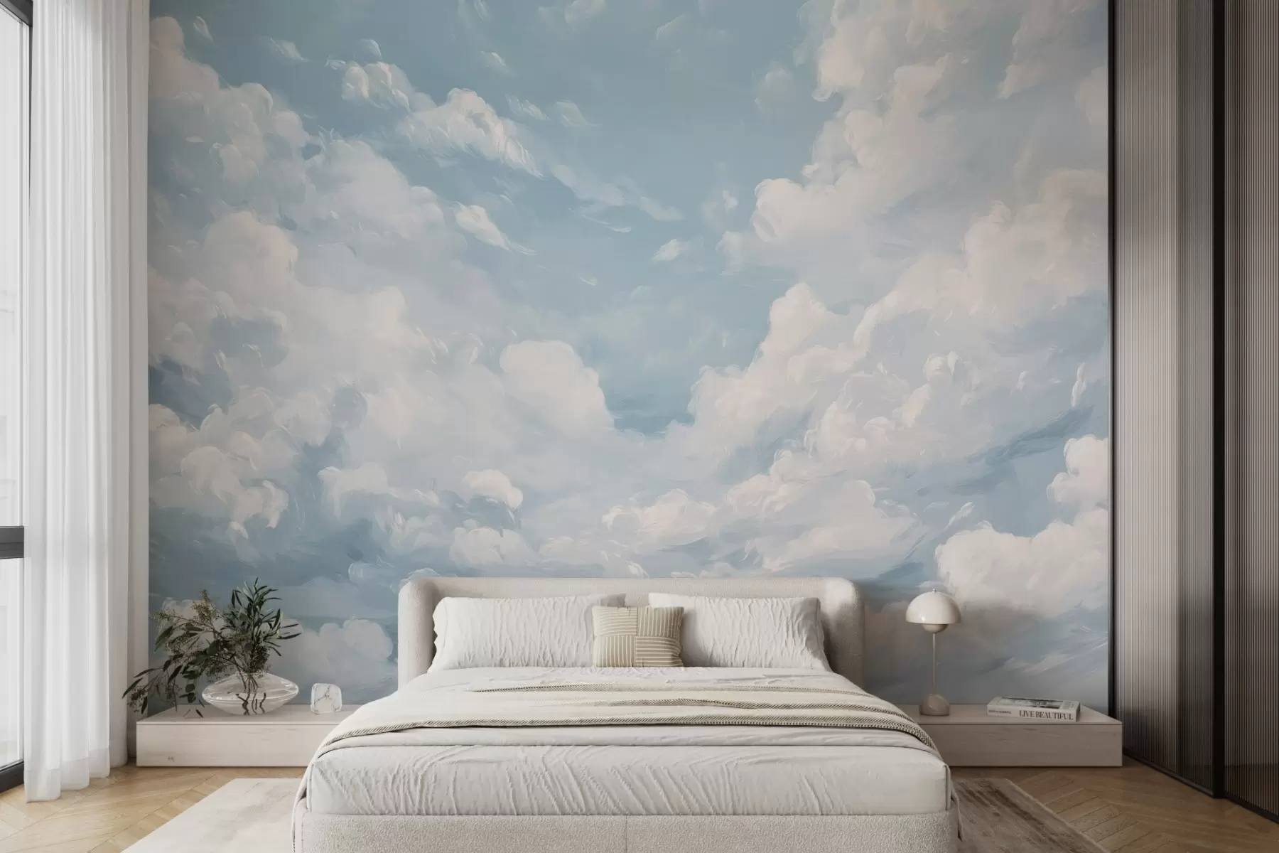 wall murals Плаво небо са симулираним потезима уља w02313