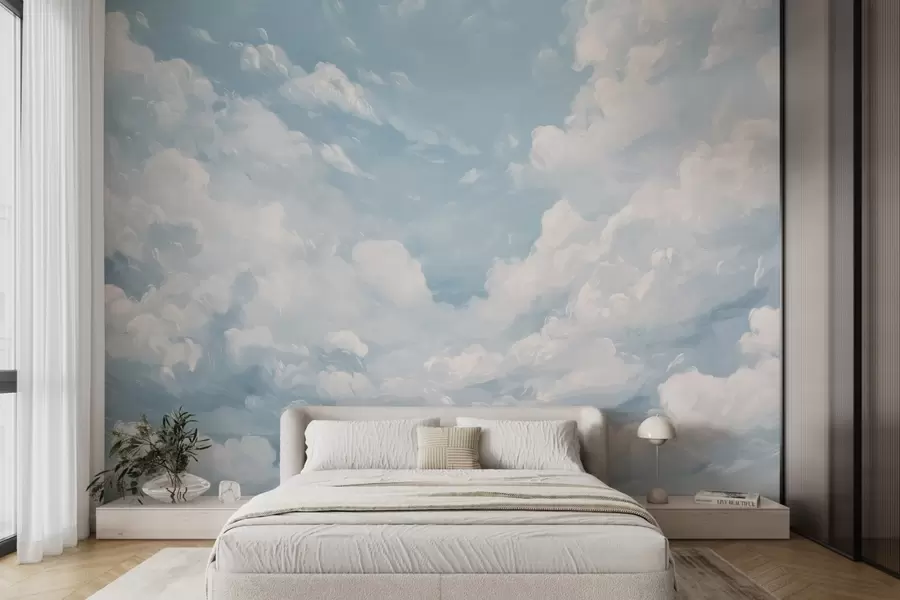 wall murals Плаво небо са симулираним потезима уља w02313