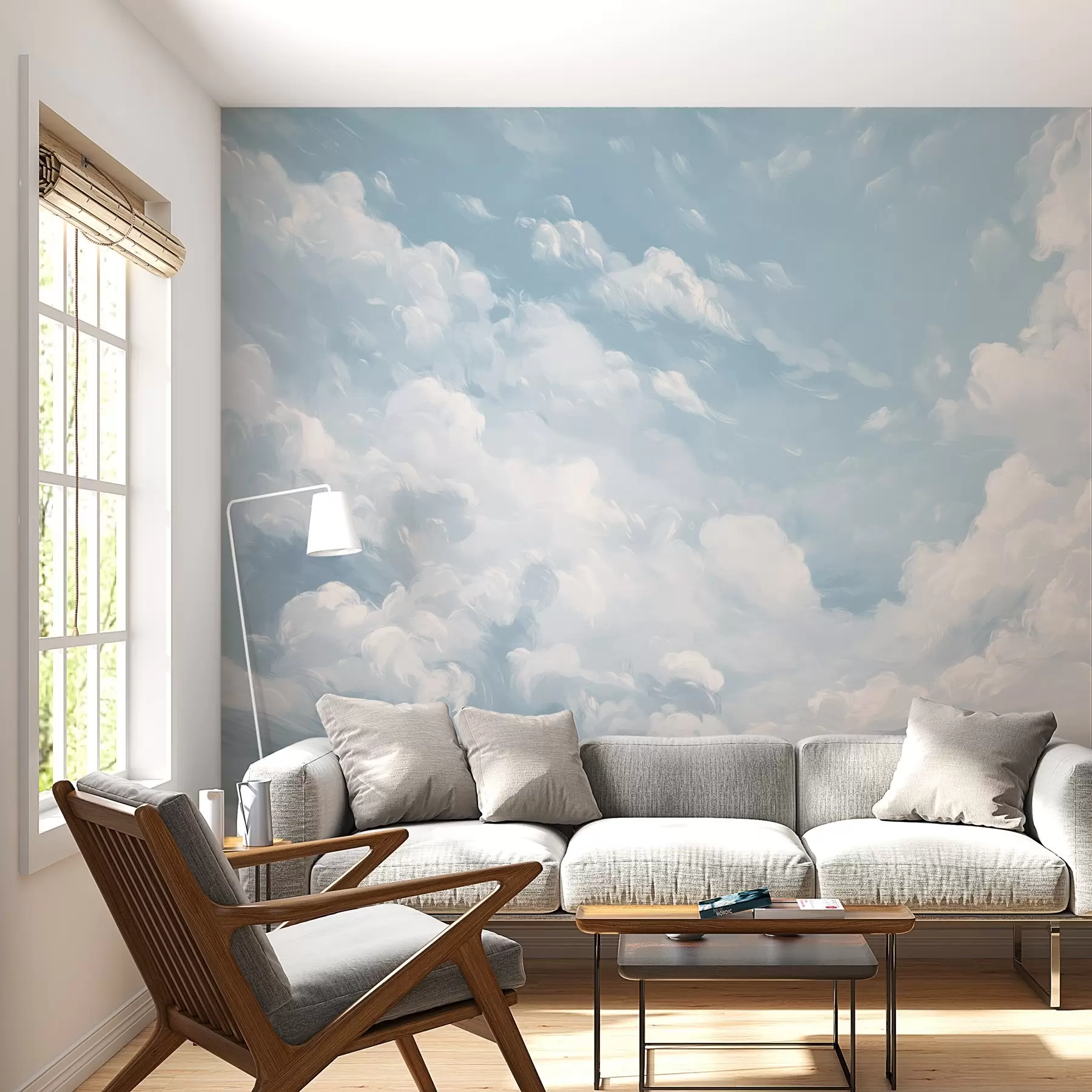 wall murals Плаво небо са симулираним потезима уља w02313