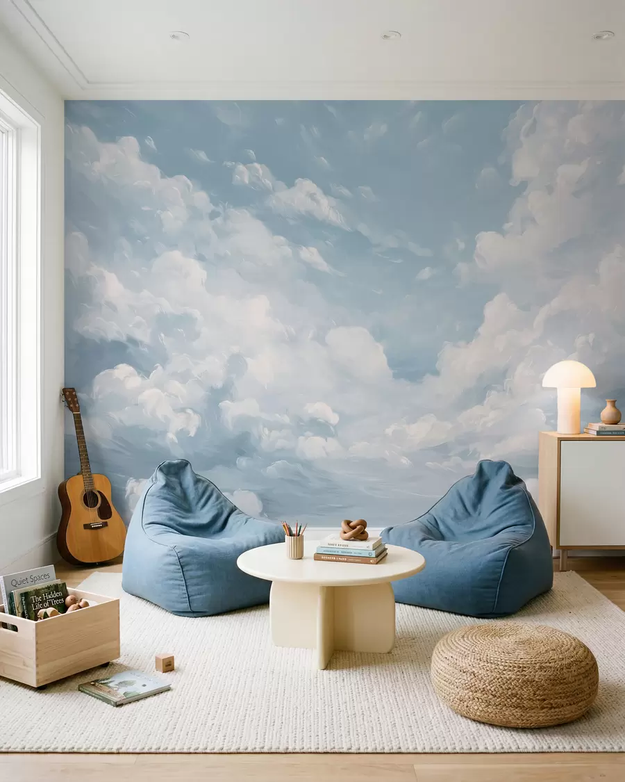 wall murals Oblaci u slikarskoj plavoj w02313