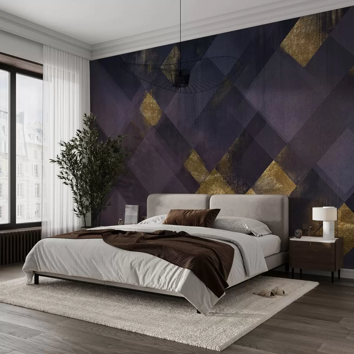 wall murals модерна геометрија у луксузном стилу са љубичастом нијансом w02340v2