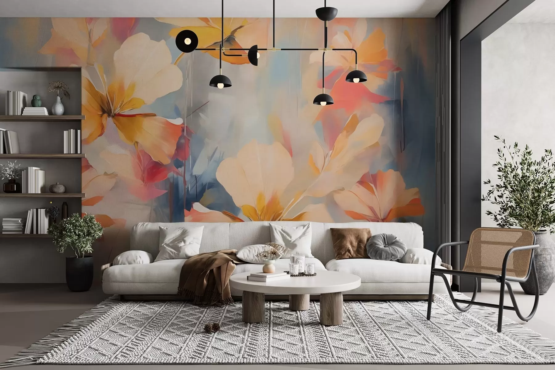 wall murals Сликање имитације апстрактног цвећа w02327