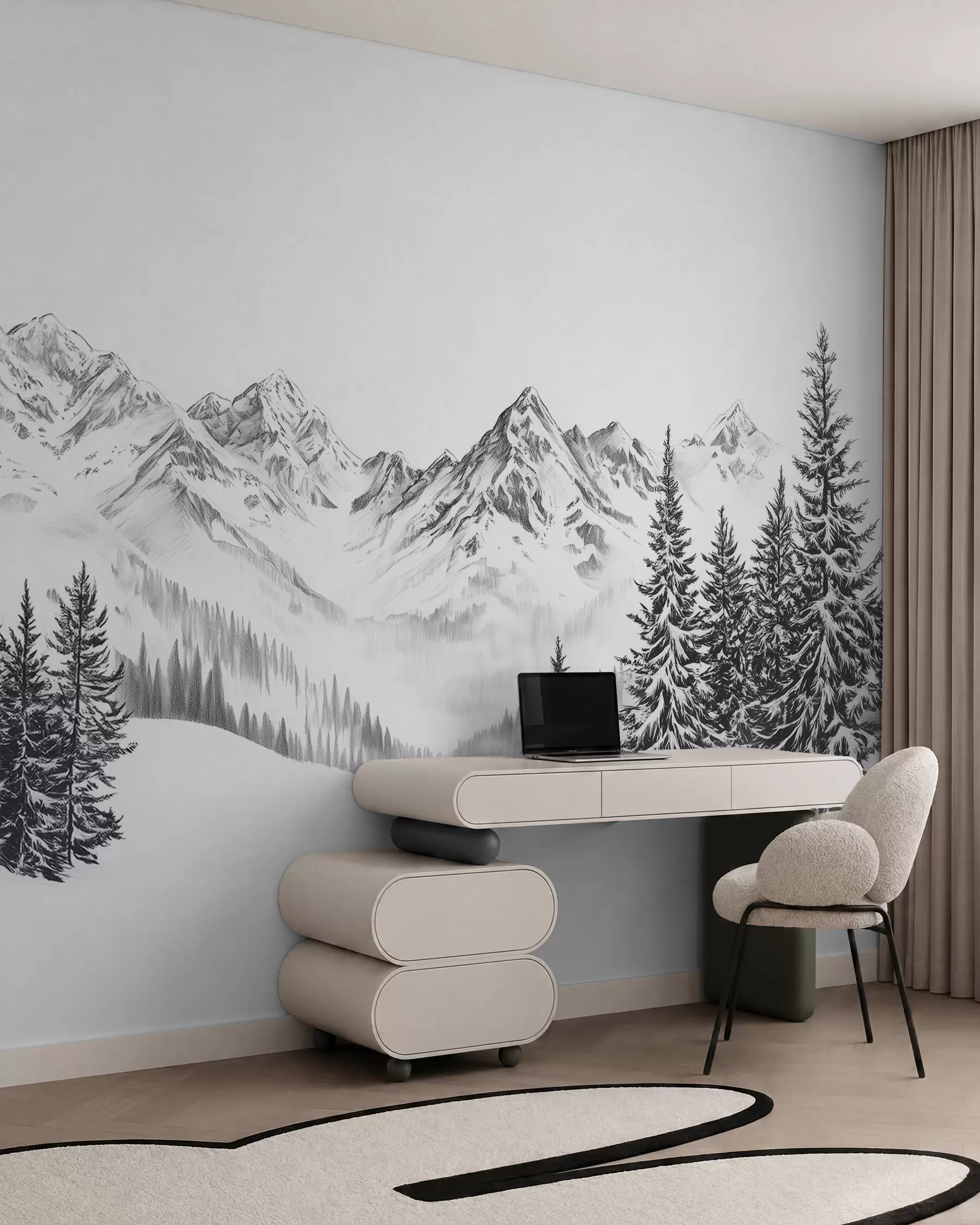 wall murals Skica alpske zime w02352