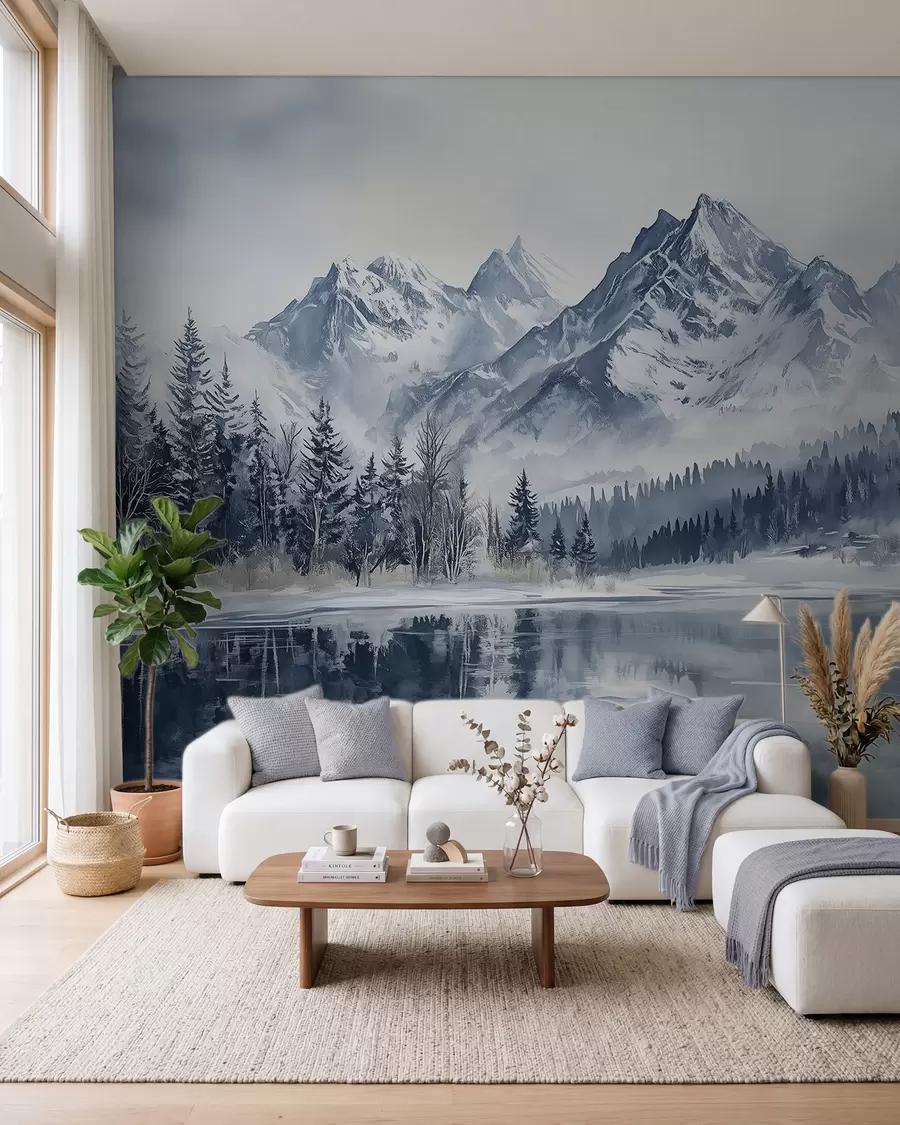 wall murals Snježna šuma i vrhovi w02358