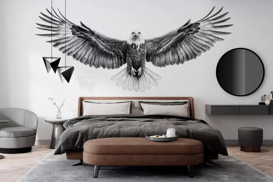 wall murals Летећи орао, цртеж оловком, птице, минимализам w02370