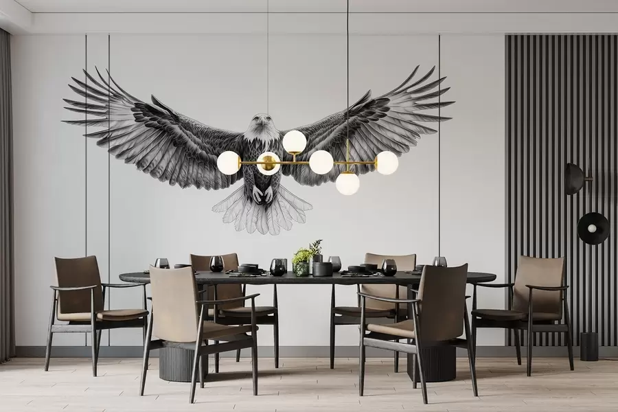 wall murals Летећи орао, цртеж оловком, птице, минимализам w02370