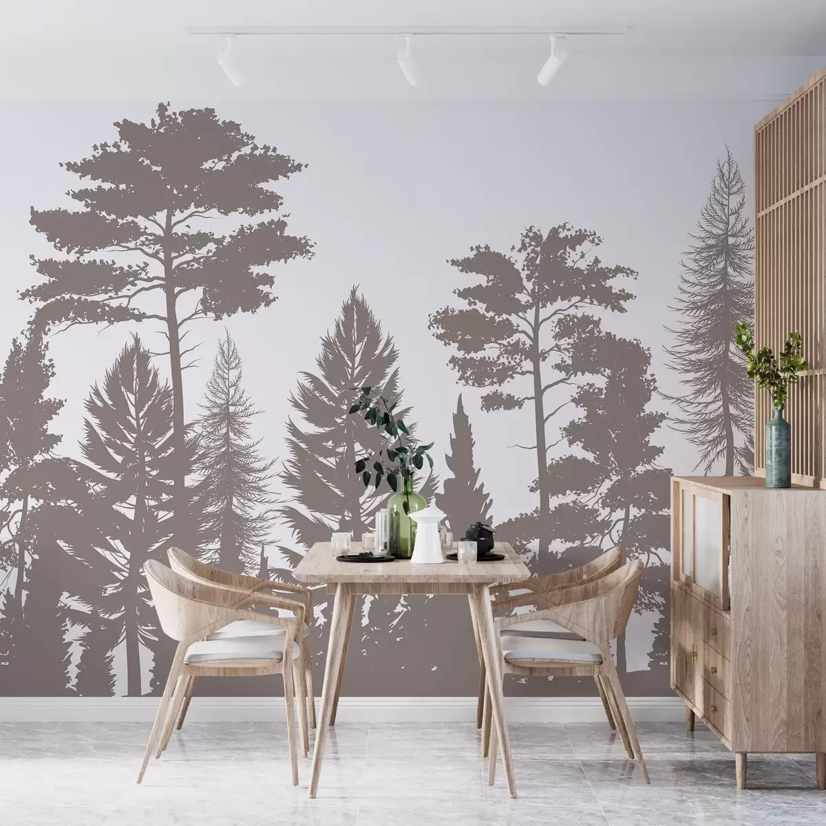 wall murals Дрвеће у беж и браон мотиву w02361v2
