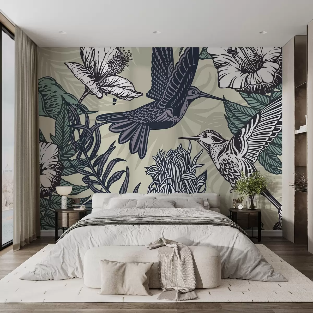 wall murals Колибри и цвеће у цвету w02362