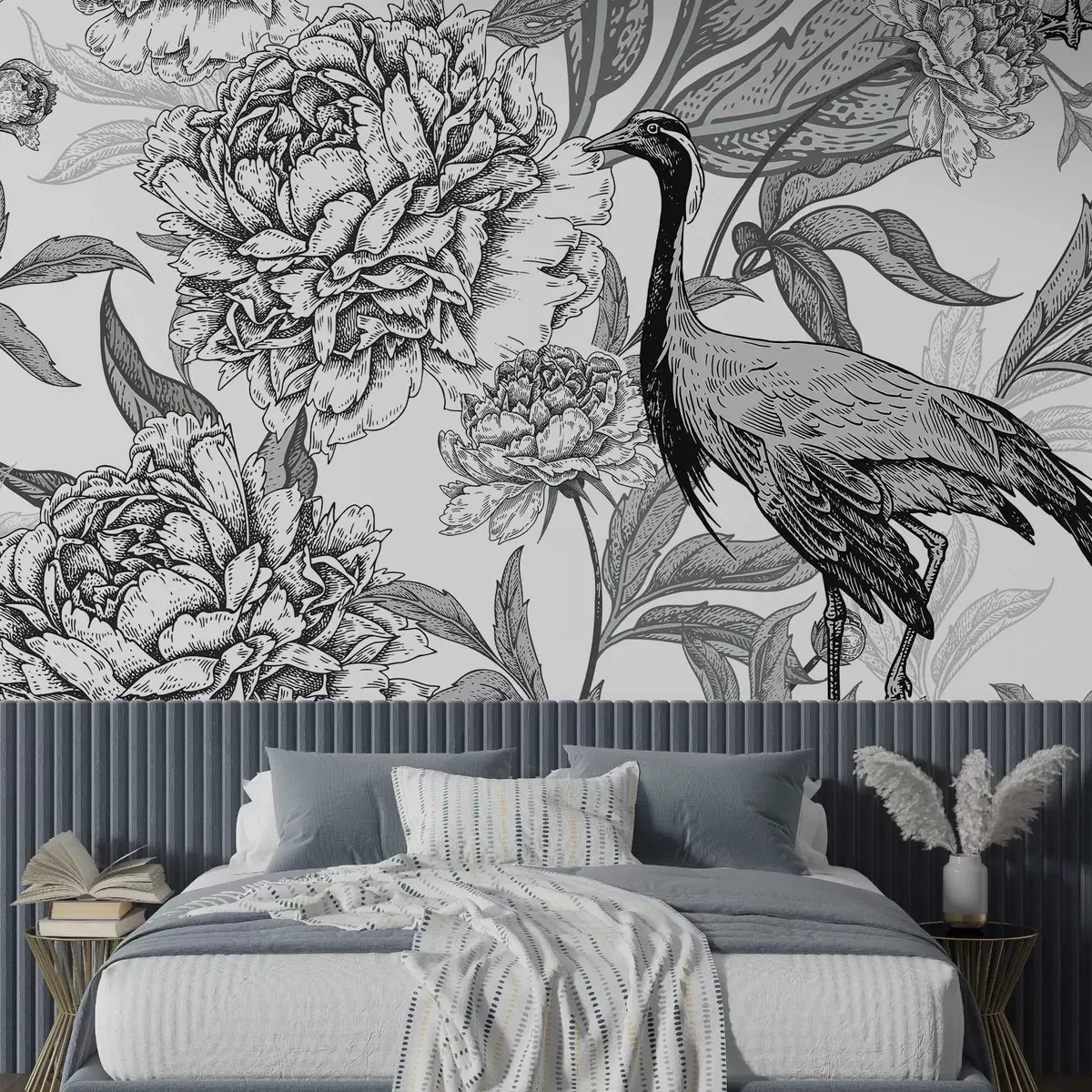 wall murals Птица у цветној башти w02363