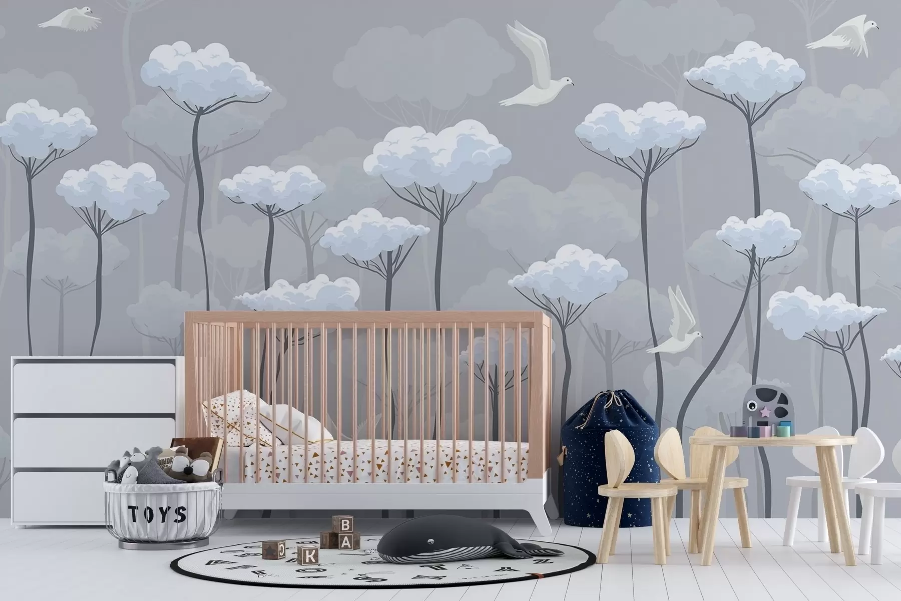 wall murals Дрвеће из бајке у облику облака w02009