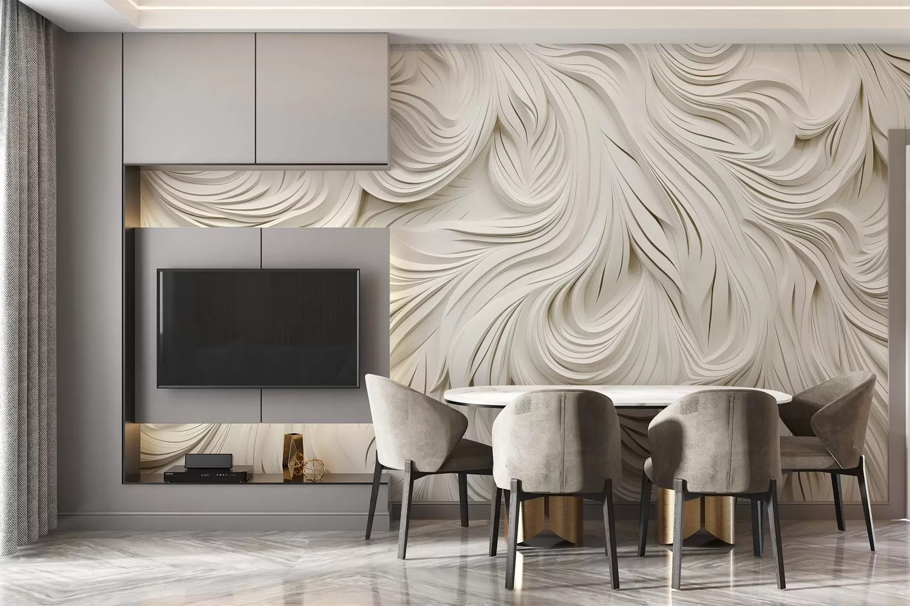wall murals Волуметријски узорак на зиду у јарким бојама w02010