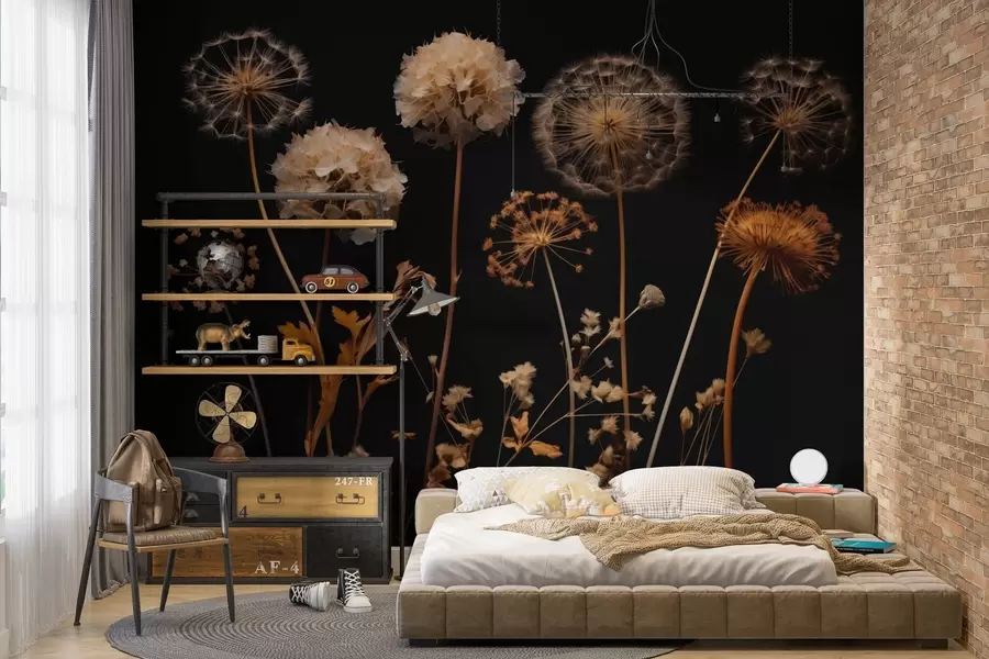 wall murals Маслачак на тамној позадини w02251