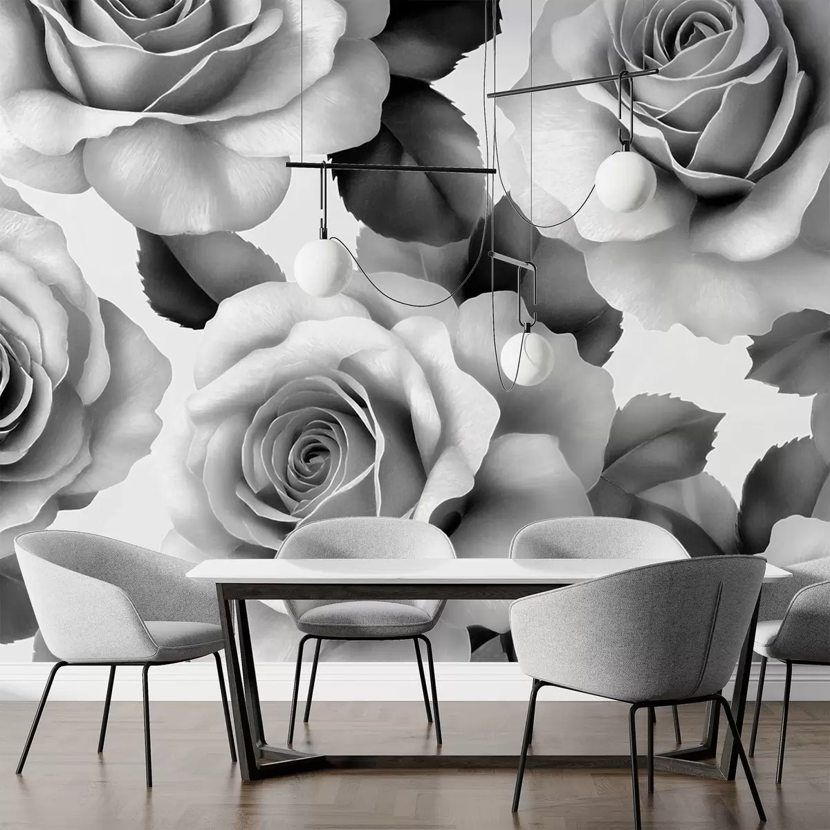 wall murals Црно-беле руже w02305