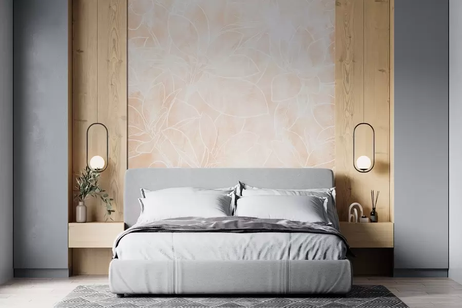 wall murals Контурни листови на текстурираној позадини w02306