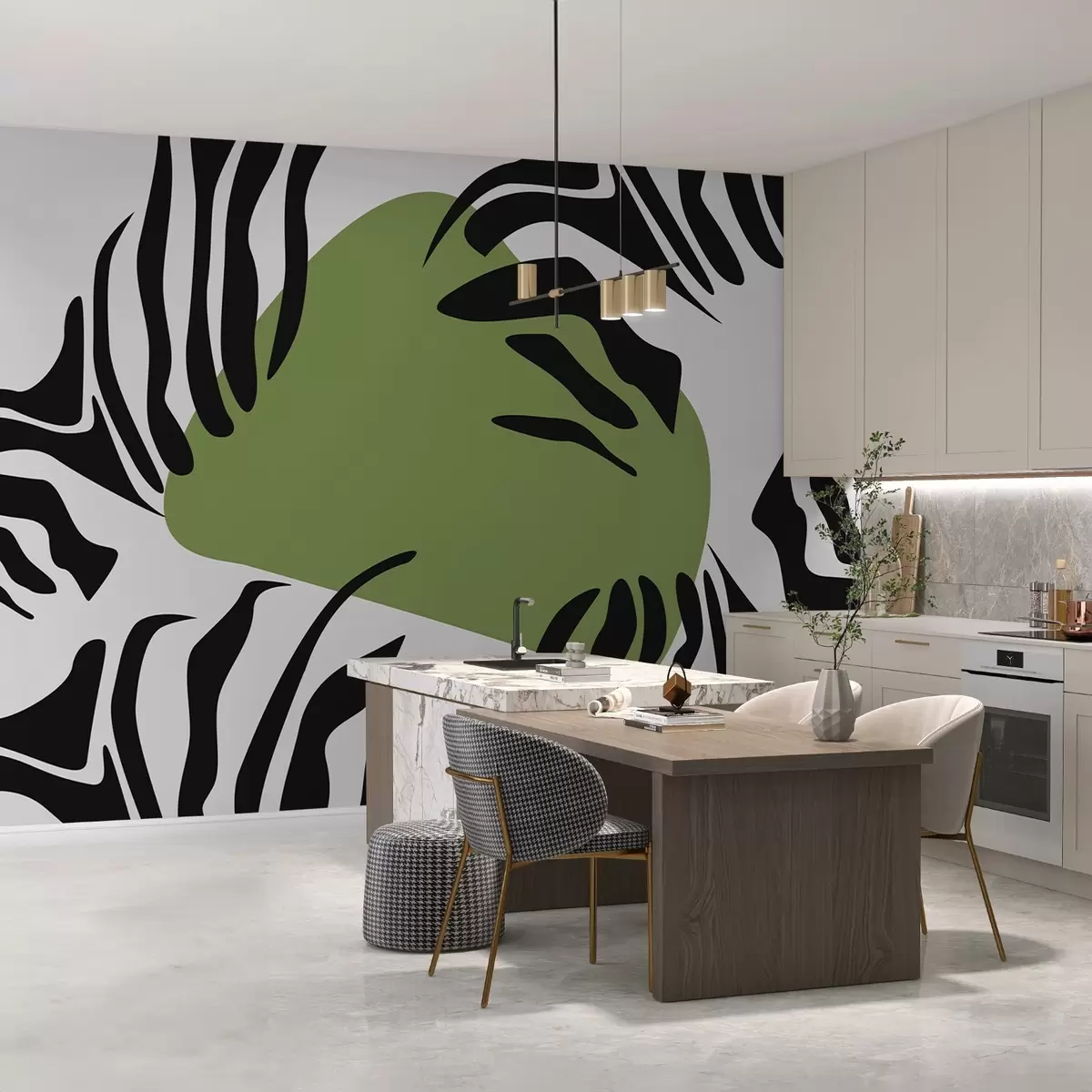 wall murals Апстрактне пруге и зелене мрље w02378v2