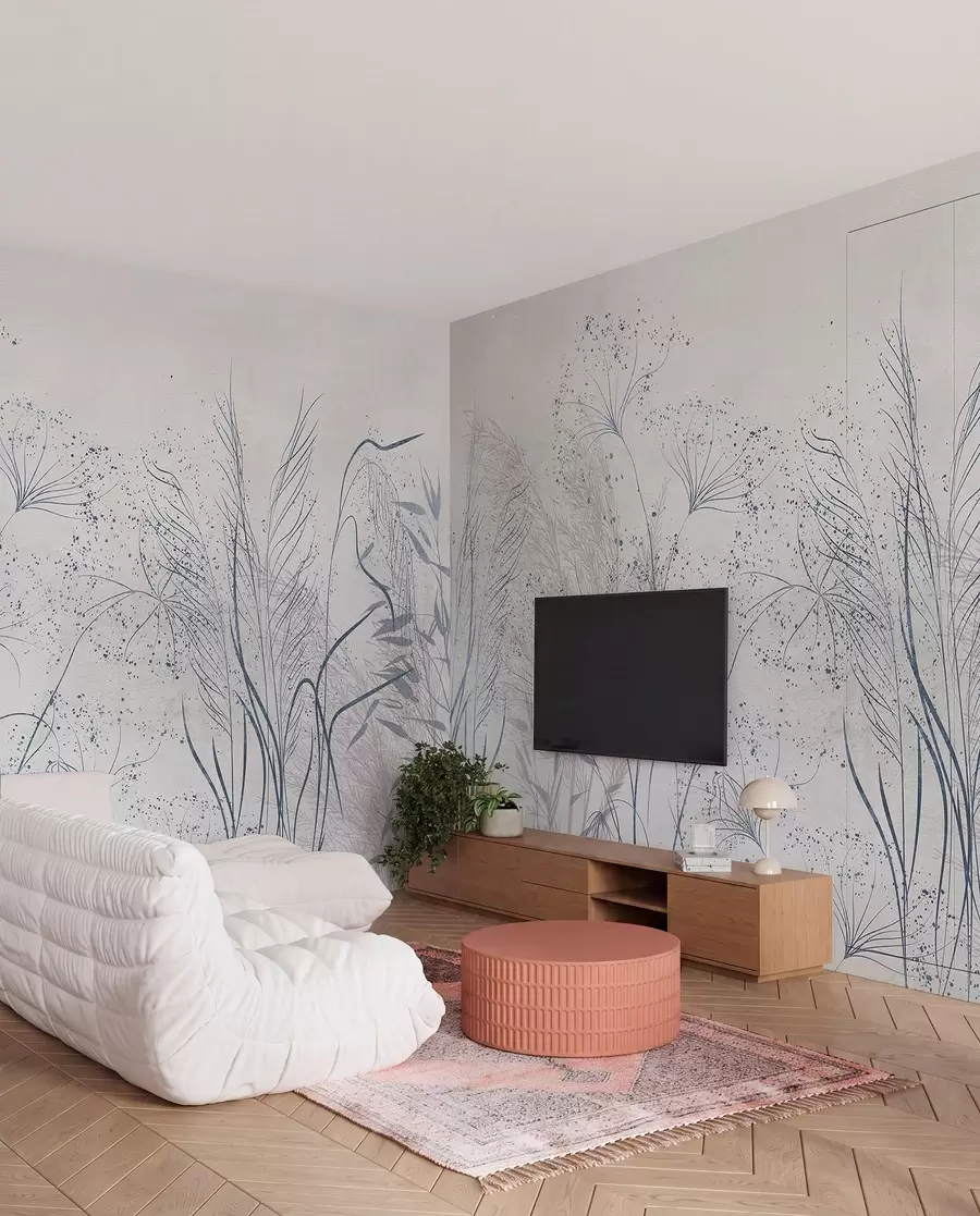 wall murals Botanički crtež u sivom w08441v1