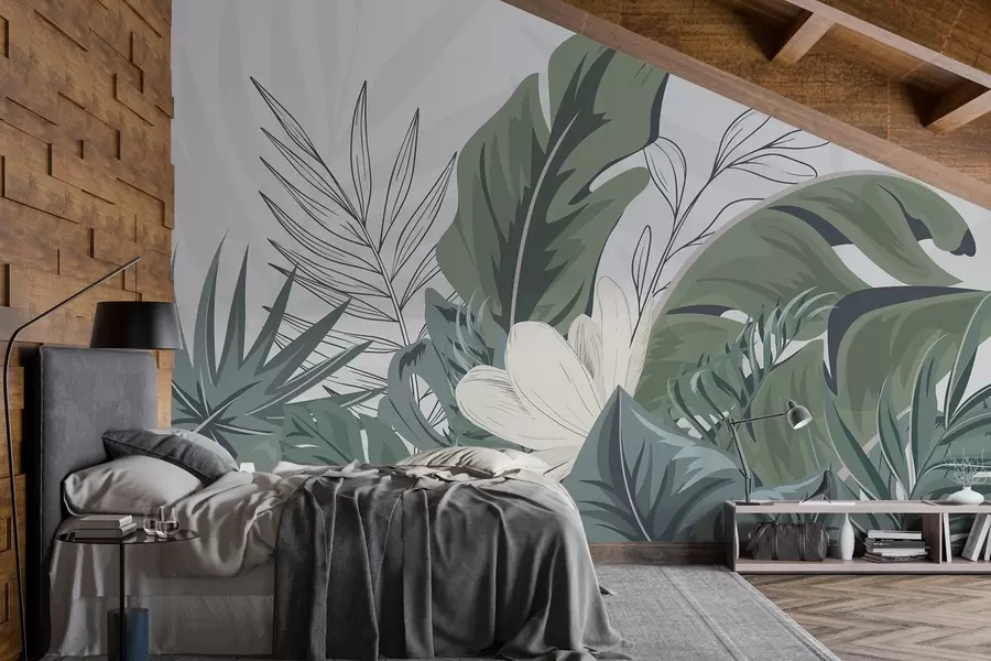 wall murals Тропско лишће и цвеће w01550