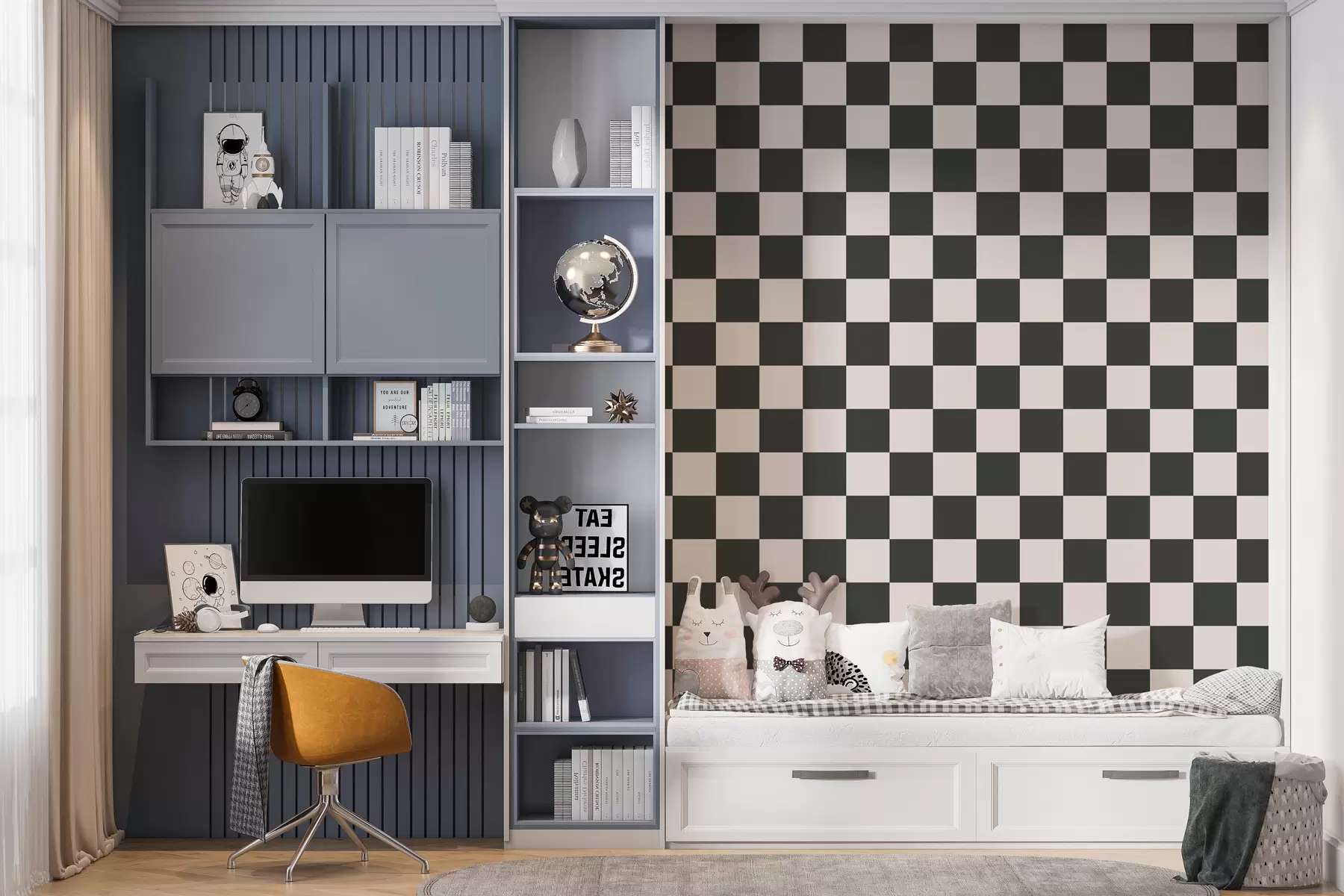 wall murals Геометријска позадина у црно-белој боји w01922