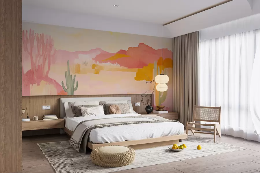 wall murals Светла пустиња са кактусима w08451