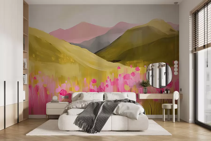 wall murals Ружичасто цвеће у планинама w08456