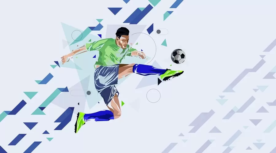 wall murals фудбалер који шутира лопту w02401