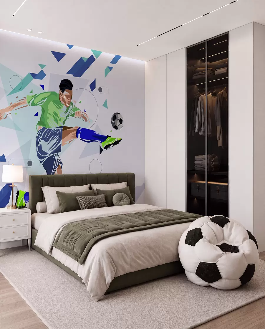 wall murals Fudbalski udarac u letu w02401