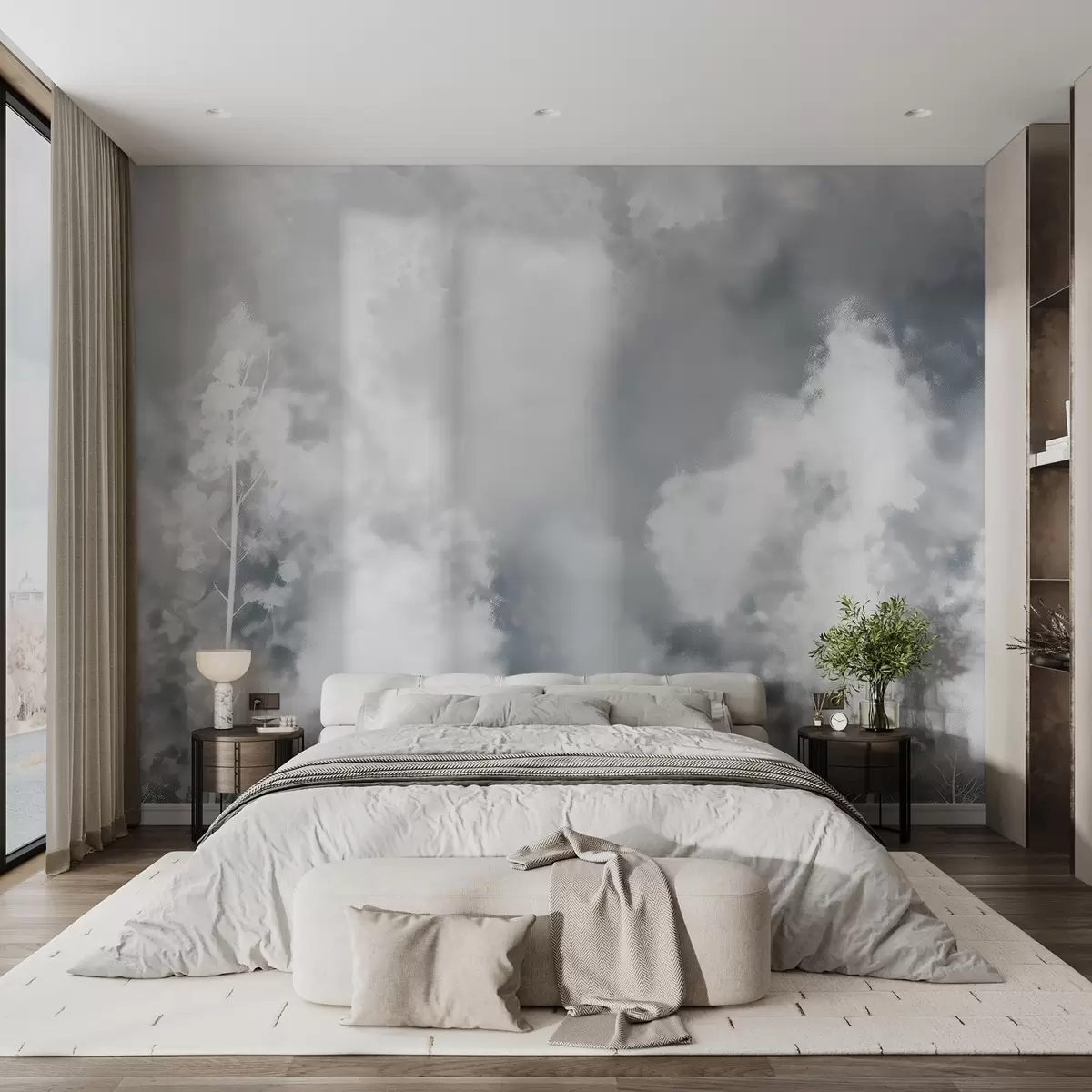 wall murals Модерна шума у пастелним бојама, ефекат креде на зиду w02412