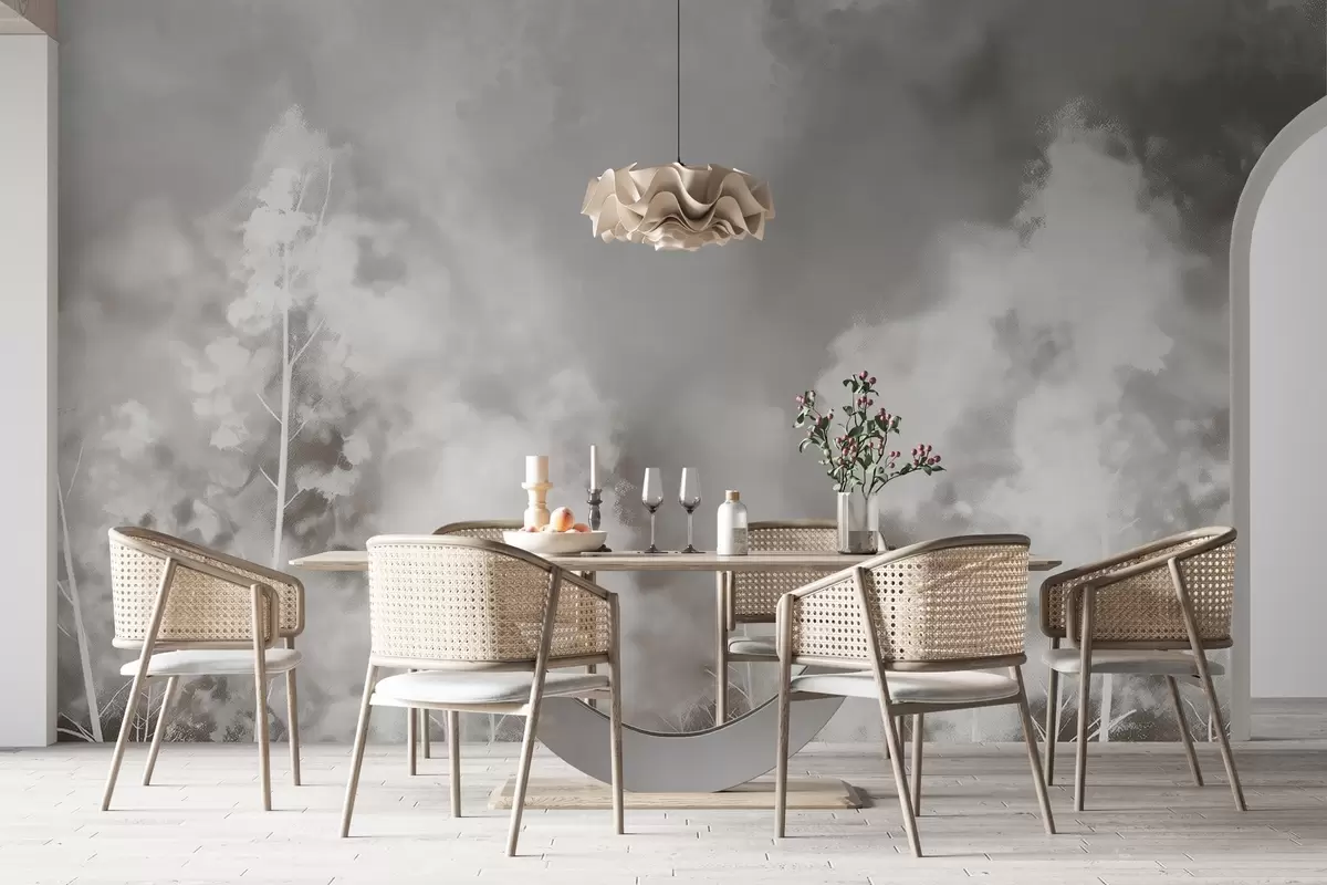 wall murals Модерна шума у пастелним бојама, ефекат креде на зиду w02412v1