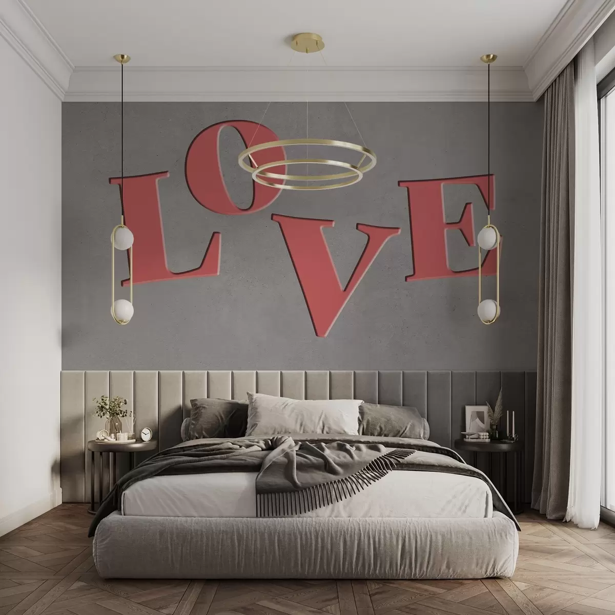 wall murals Слова љубави на позадини имитирају текстуру зида w02428