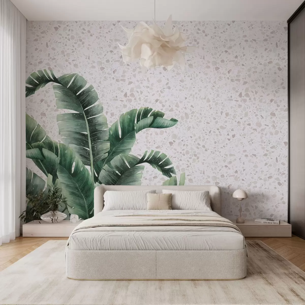 wall murals Тропско лишће и терацо позадина w02376