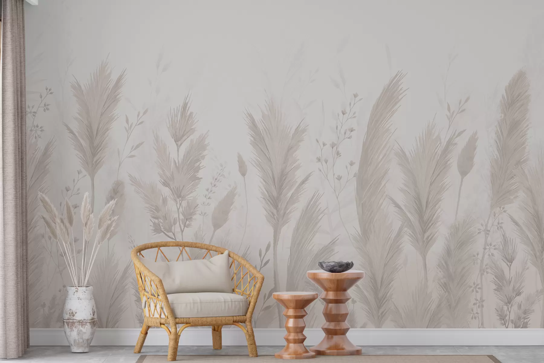 wall murals Нежно дивље цвеће и класови у нежним пастелним бојама w02446