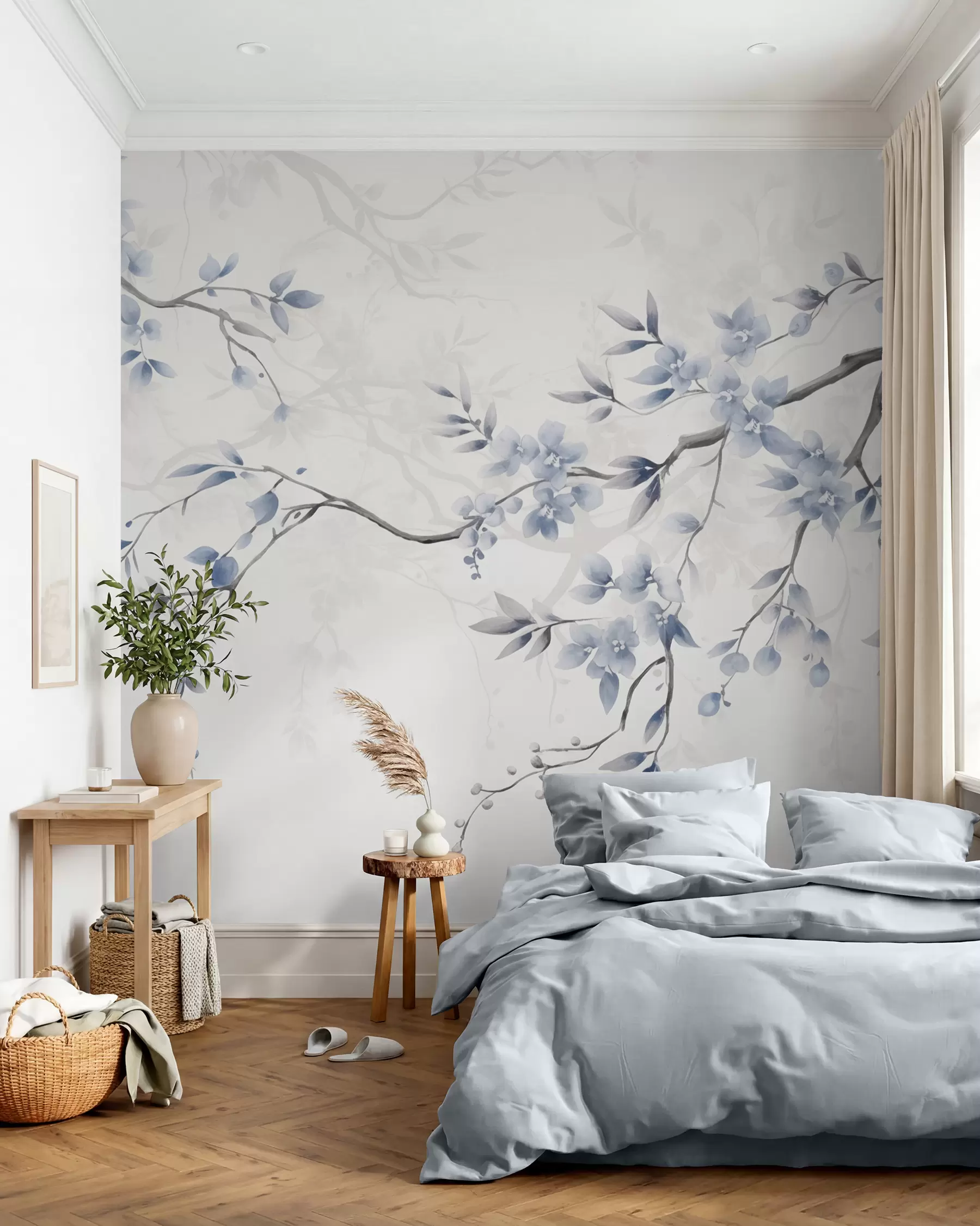 wall murals Skica plavih cvjetova w02449