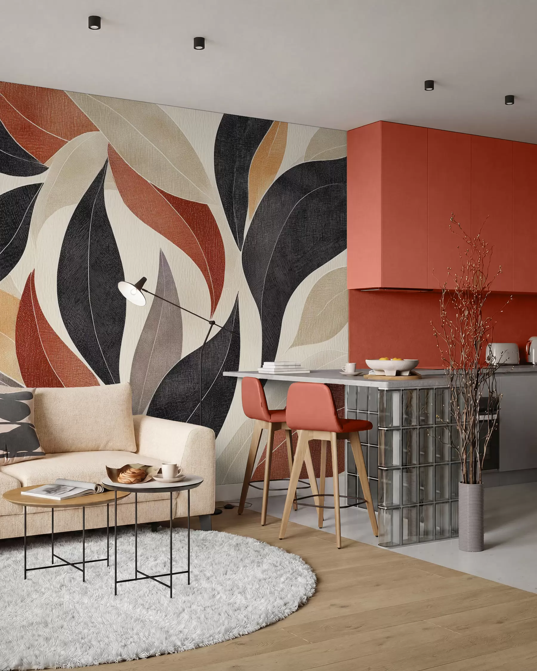 wall murals Izrezani listovi u glinenoj w02452