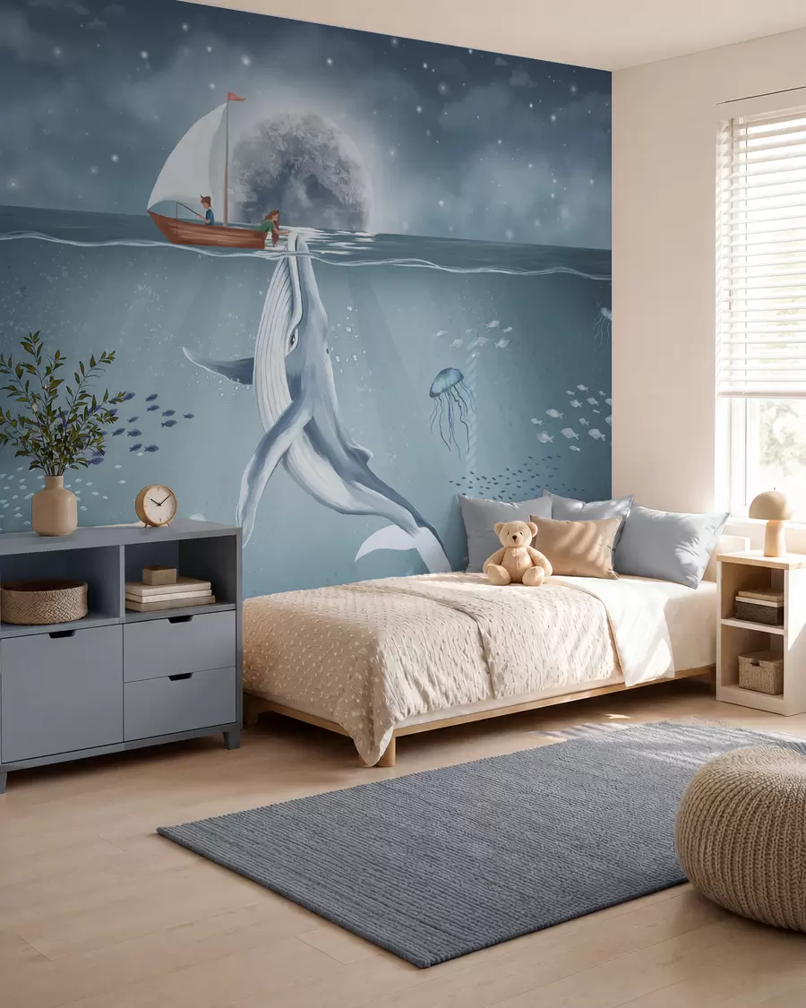 wall murals Kit uz brod na mjesečini w02476
