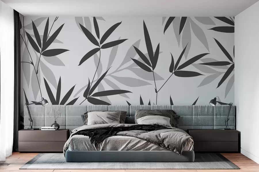 wall murals Силуете лишћа бамбуса w02460