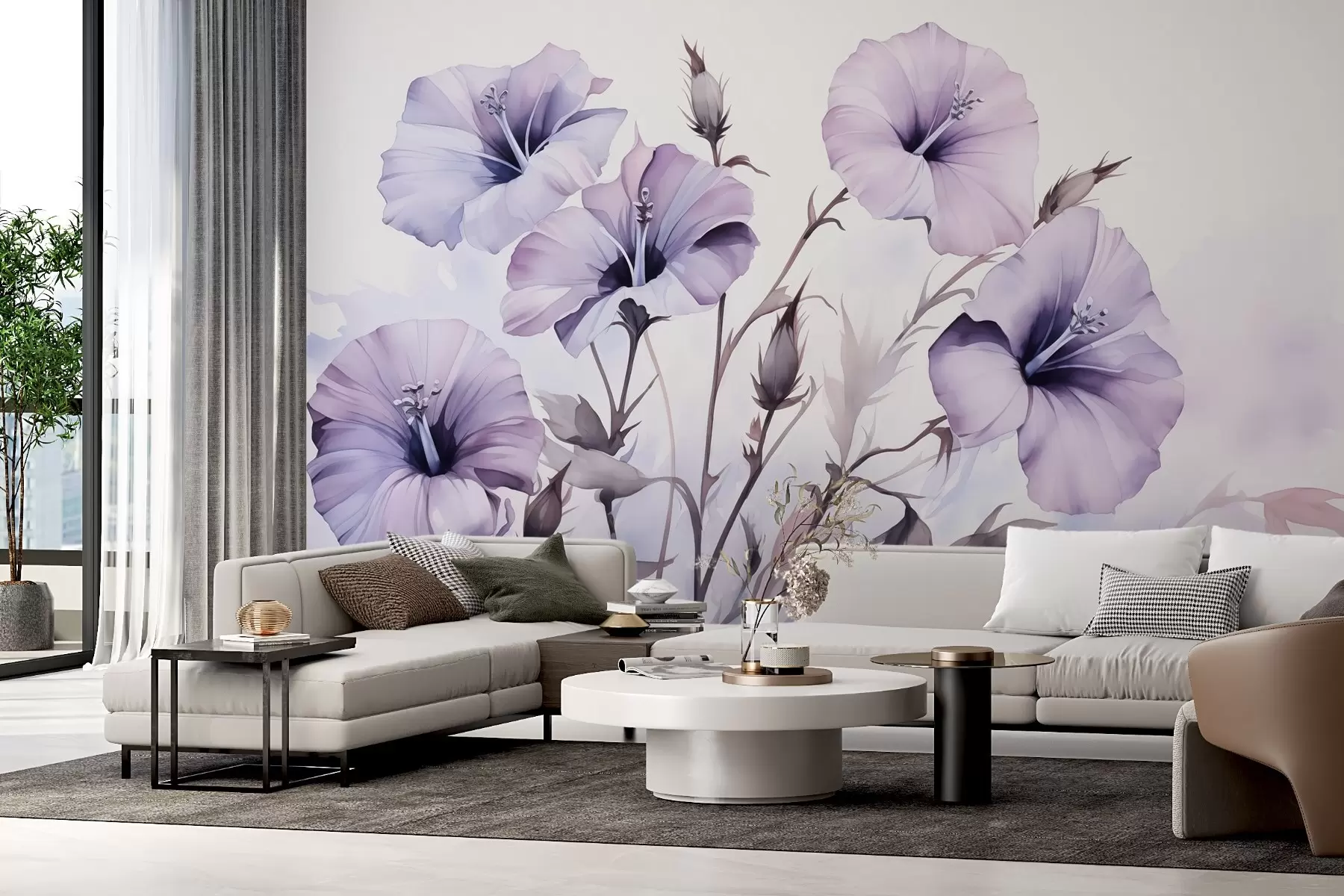 wall murals Цвеће петуније имитација акварела w02466