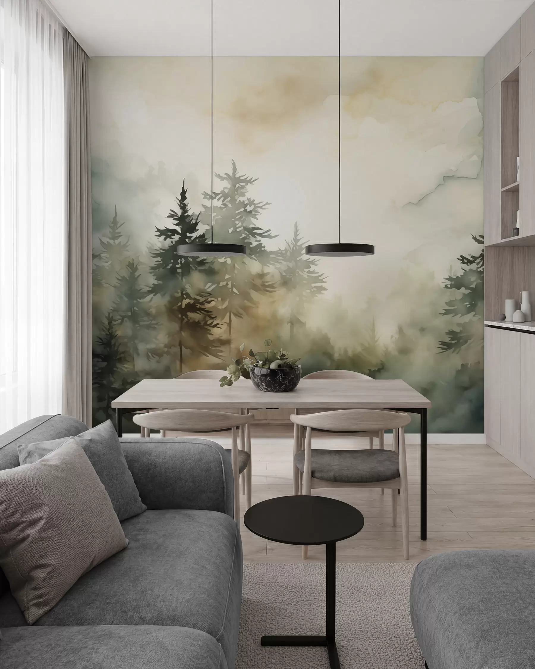 wall murals Имитација шуме слика акварел w02473