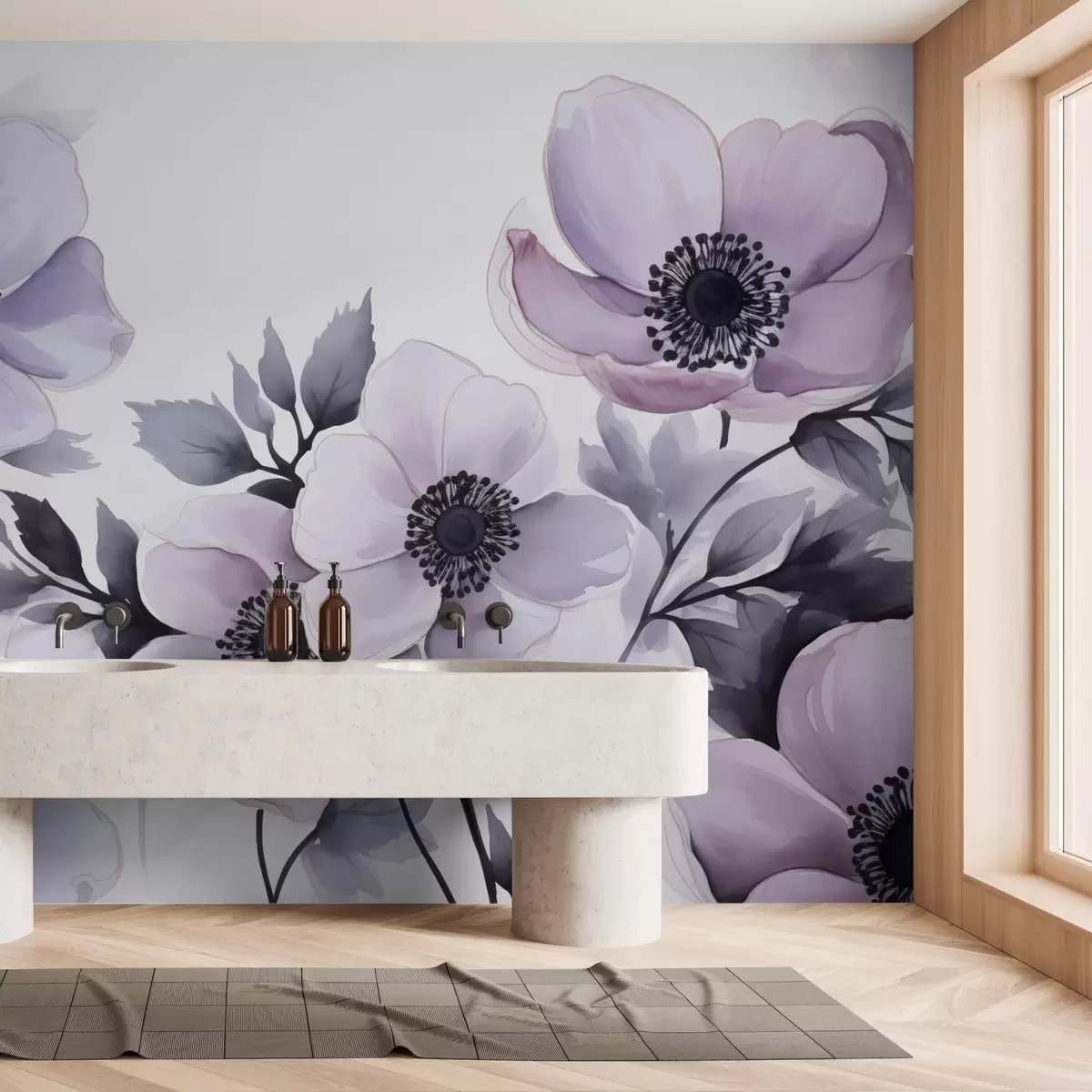 wall murals Љубичасти цветови имитирају акварел w02494