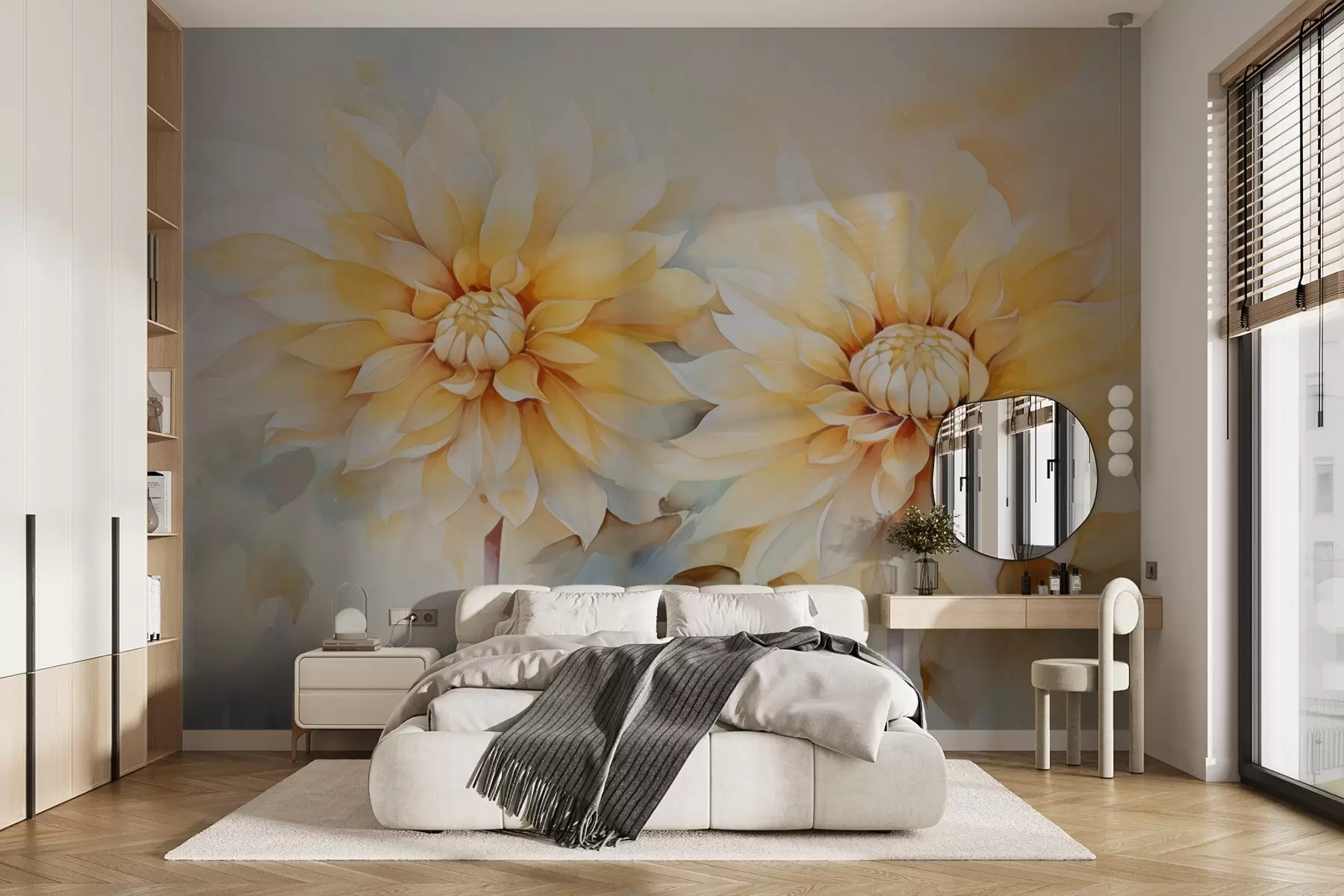 wall murals Жуте хризантеме имитација акварела w02502