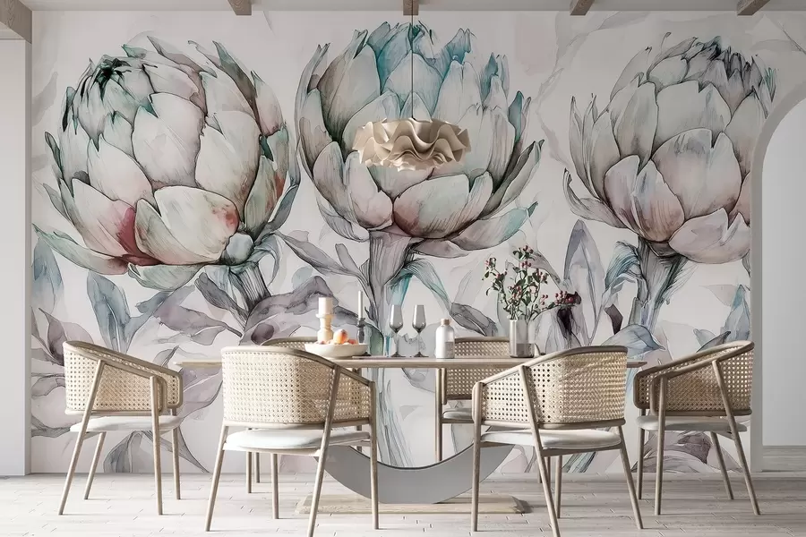 wall murals Предиван цртеж артичока, стил акварела, нежне боје w02482v1