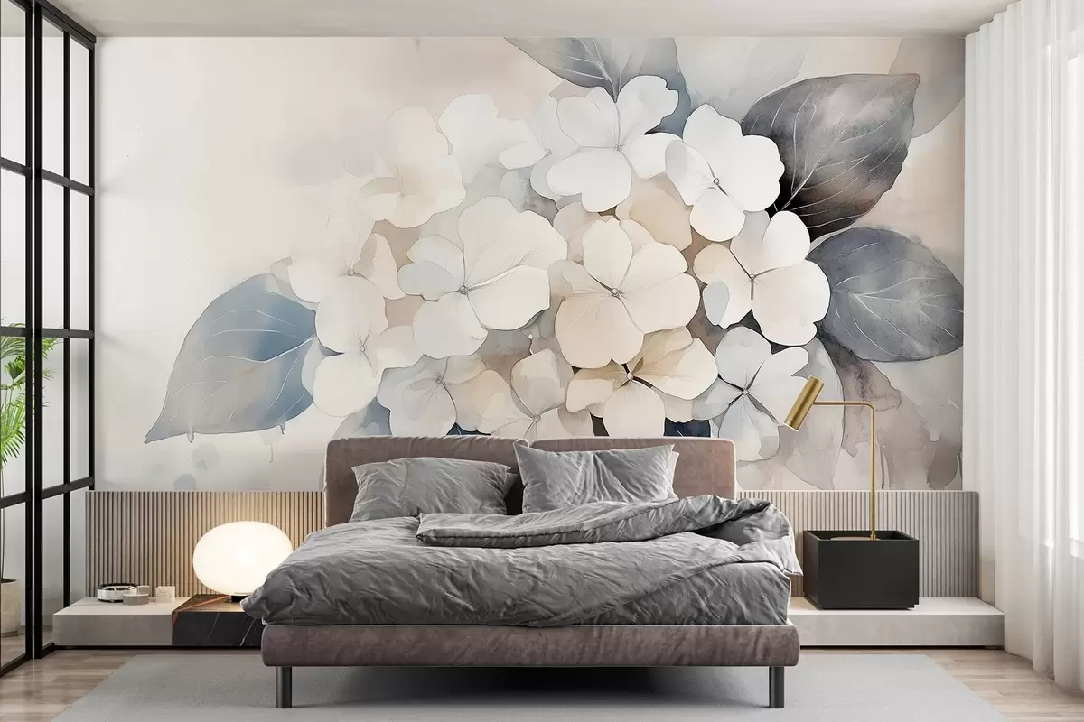 wall murals Цвет хортензије, нежне боје, стил акварела w02491