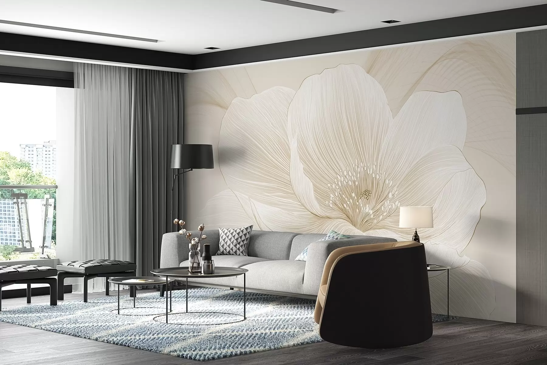 wall murals Нацртан велики цвет w02511