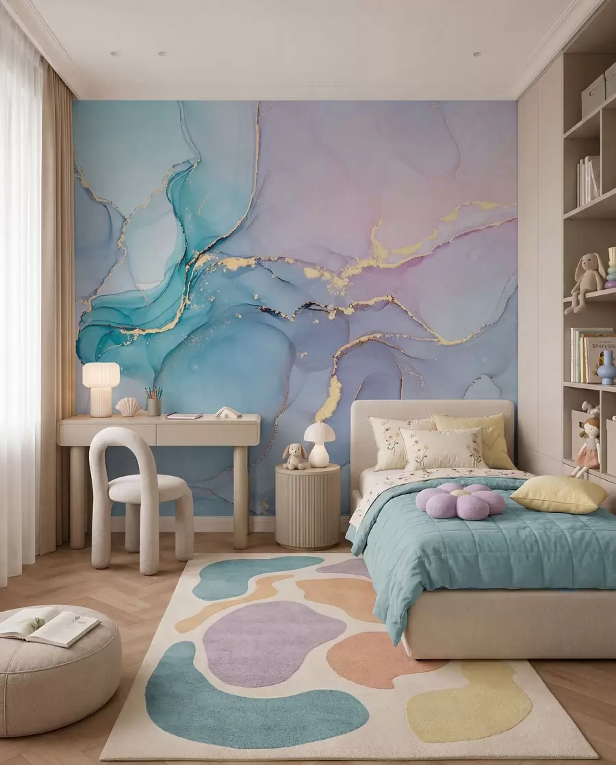 wall murals Azurne i ružičaste žile u49408