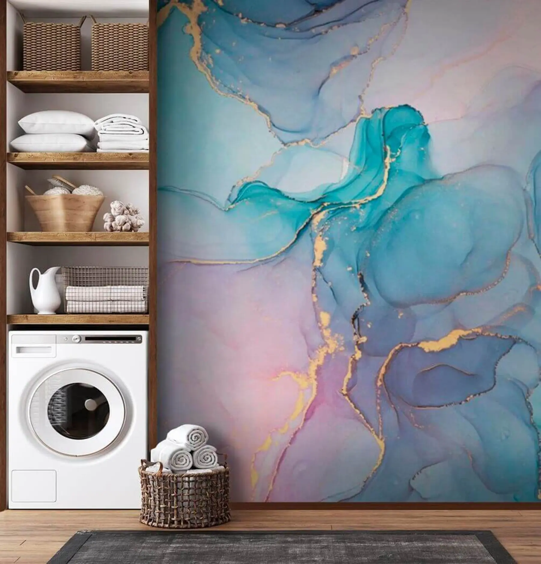 wall murals Мермер - азурно, розе u49408