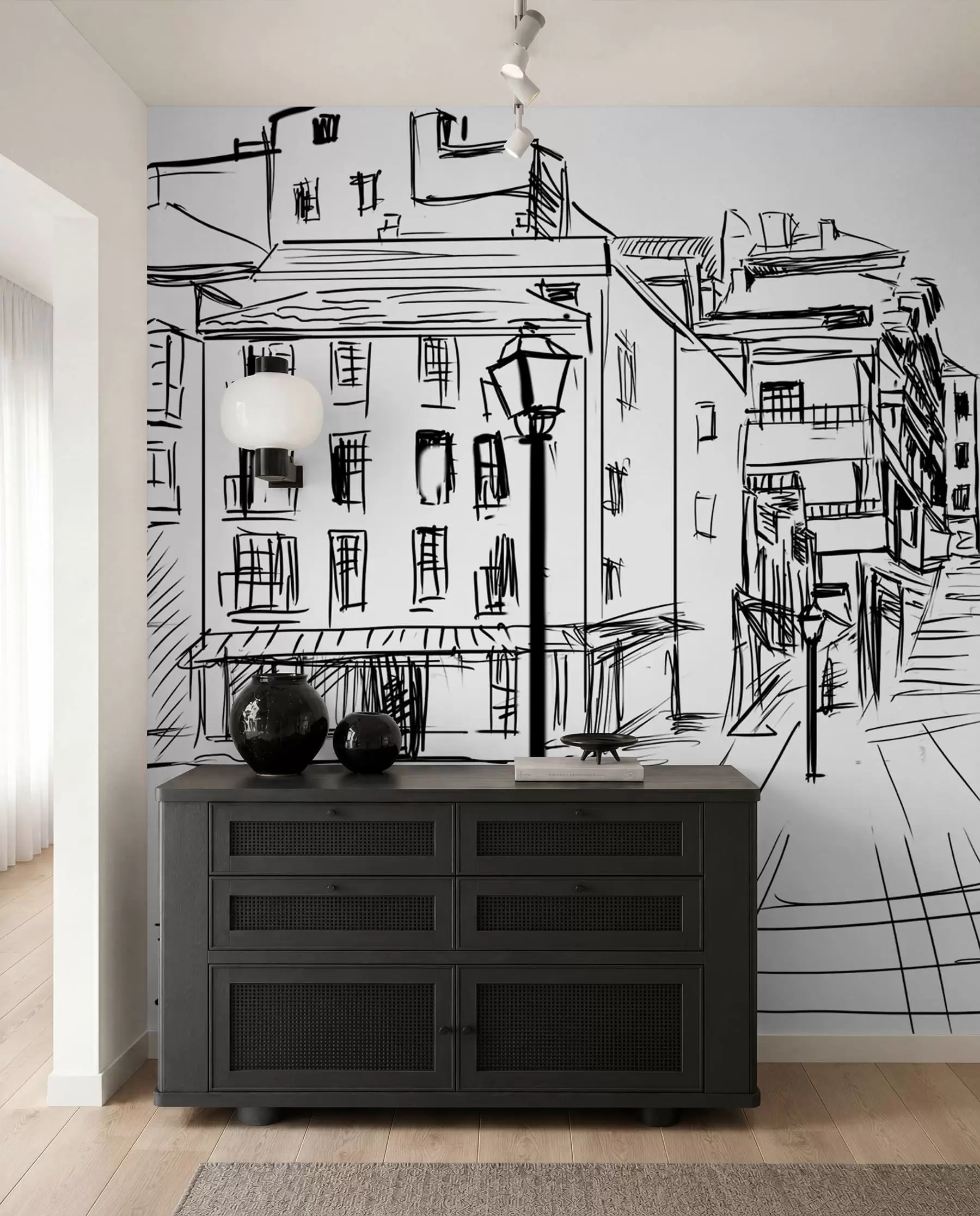 wall murals Зграда, црна и инфраструктура u51061