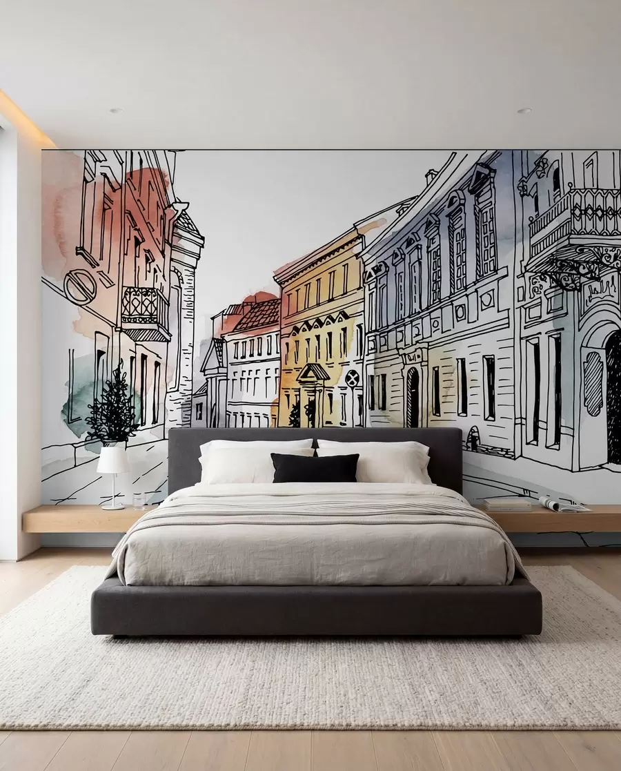 wall murals Stari grad u akvarelu u51062