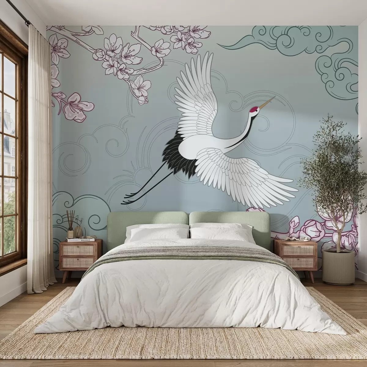 wall murals Ждрал, цвеће, јапански облаци w02540