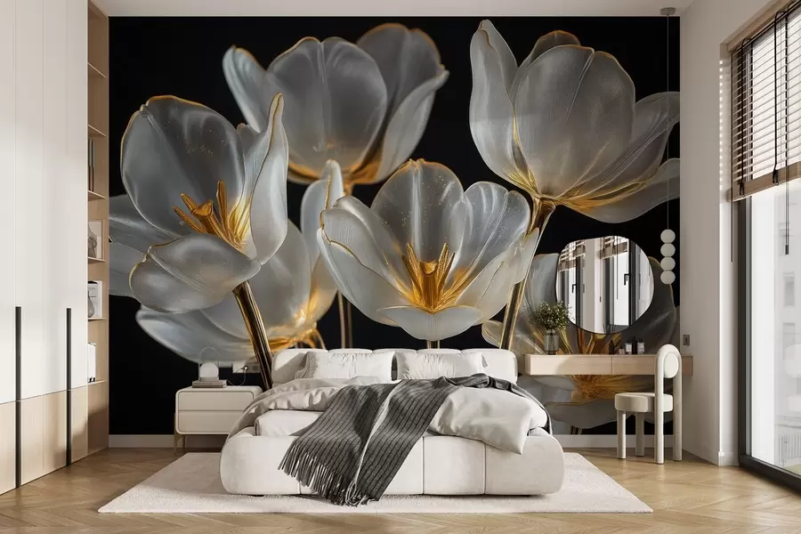 wall murals Букет лала у стилу стаклене скулптуре w08489